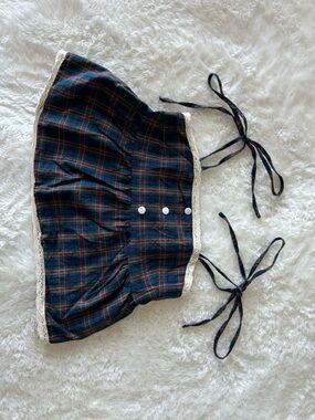 Romwe plaid babydoll top with lace trim